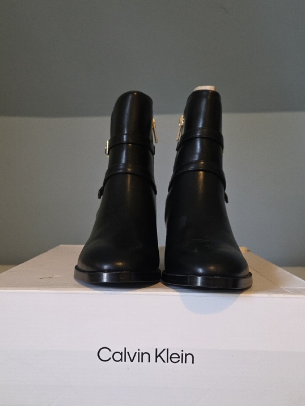 Calvin Klein Classic Black Ankle Boot with Metallic Heel Accent Size 7 - Picture 11 of 11